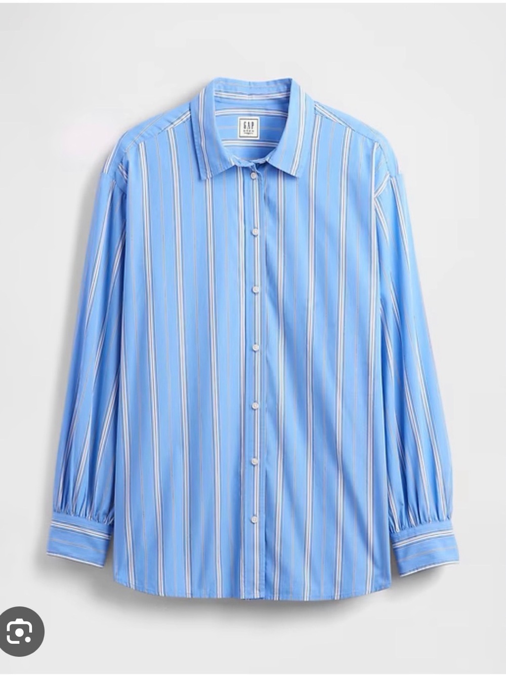 GAP x doen Women’s pajama Blue Multi-Stripe Button-Front Shirt med